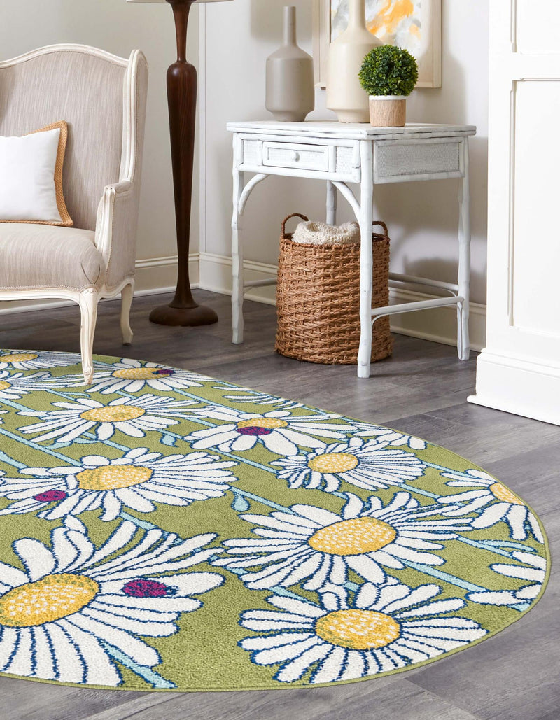 Garden Oasis Collection Area Rug -  Meadow Oval Green  lifestyle 2