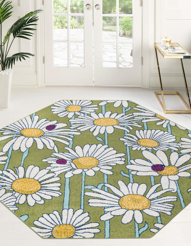 Garden Oasis Collection Area Rug -  Meadow Octagon Green  lifestyle 27