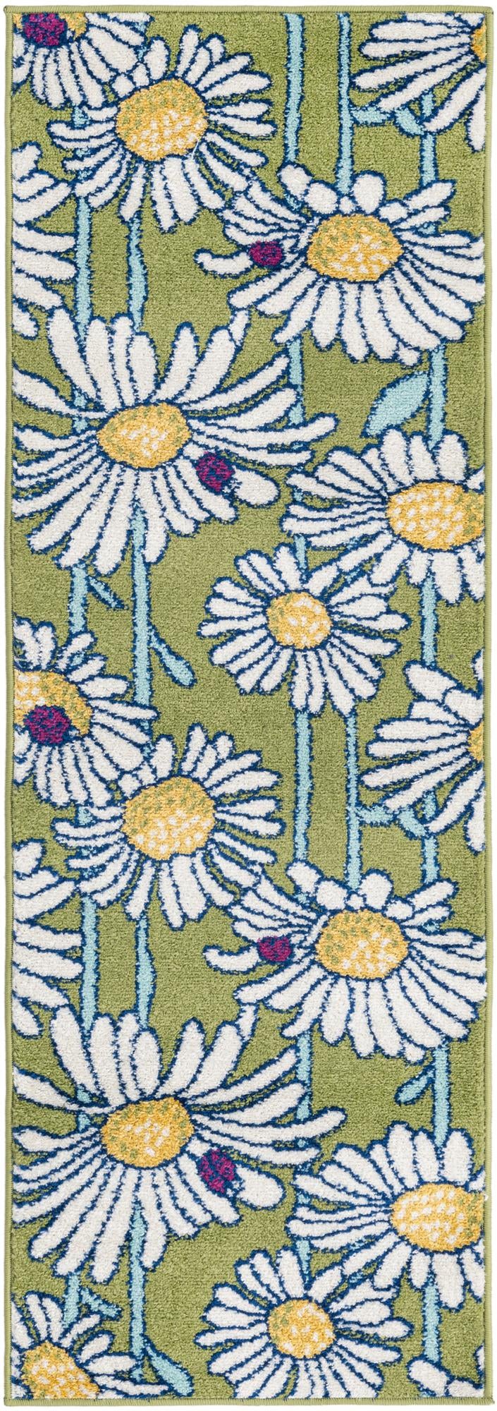 Garden Oasis Collection Area Rug -  Meadow Runner Green Main