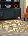 Garden Oasis Collection Area Rug -  Meadow Round White  lifestyle 38