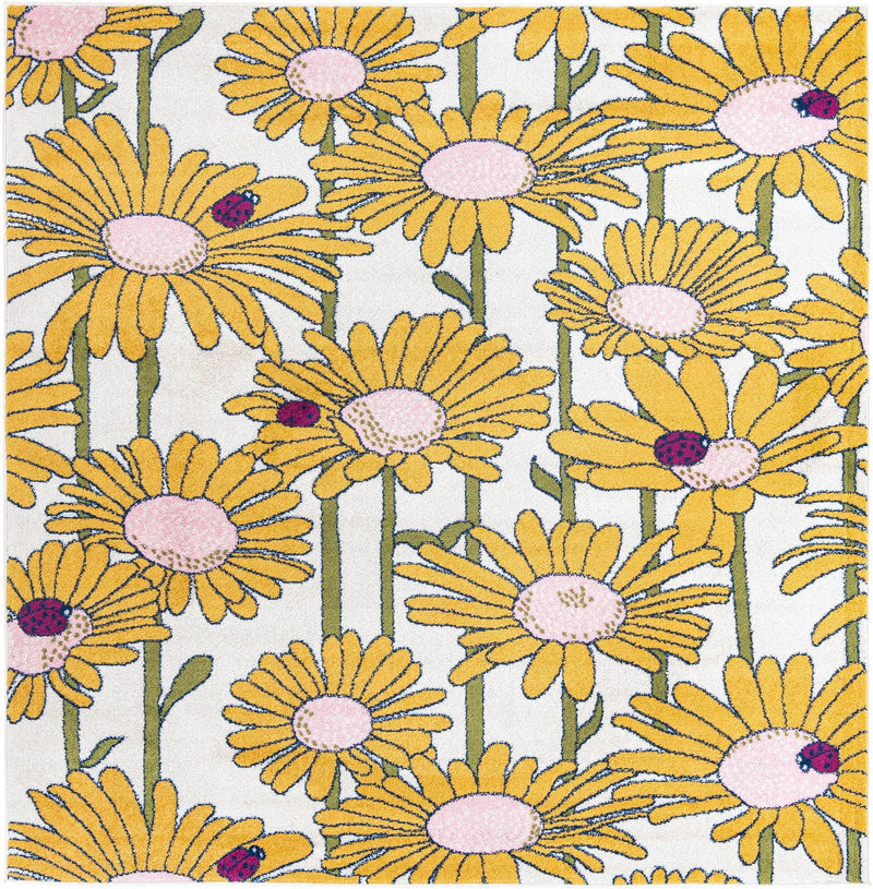 Garden Oasis Collection Area Rug -  Meadow Square White  lifestyle 19