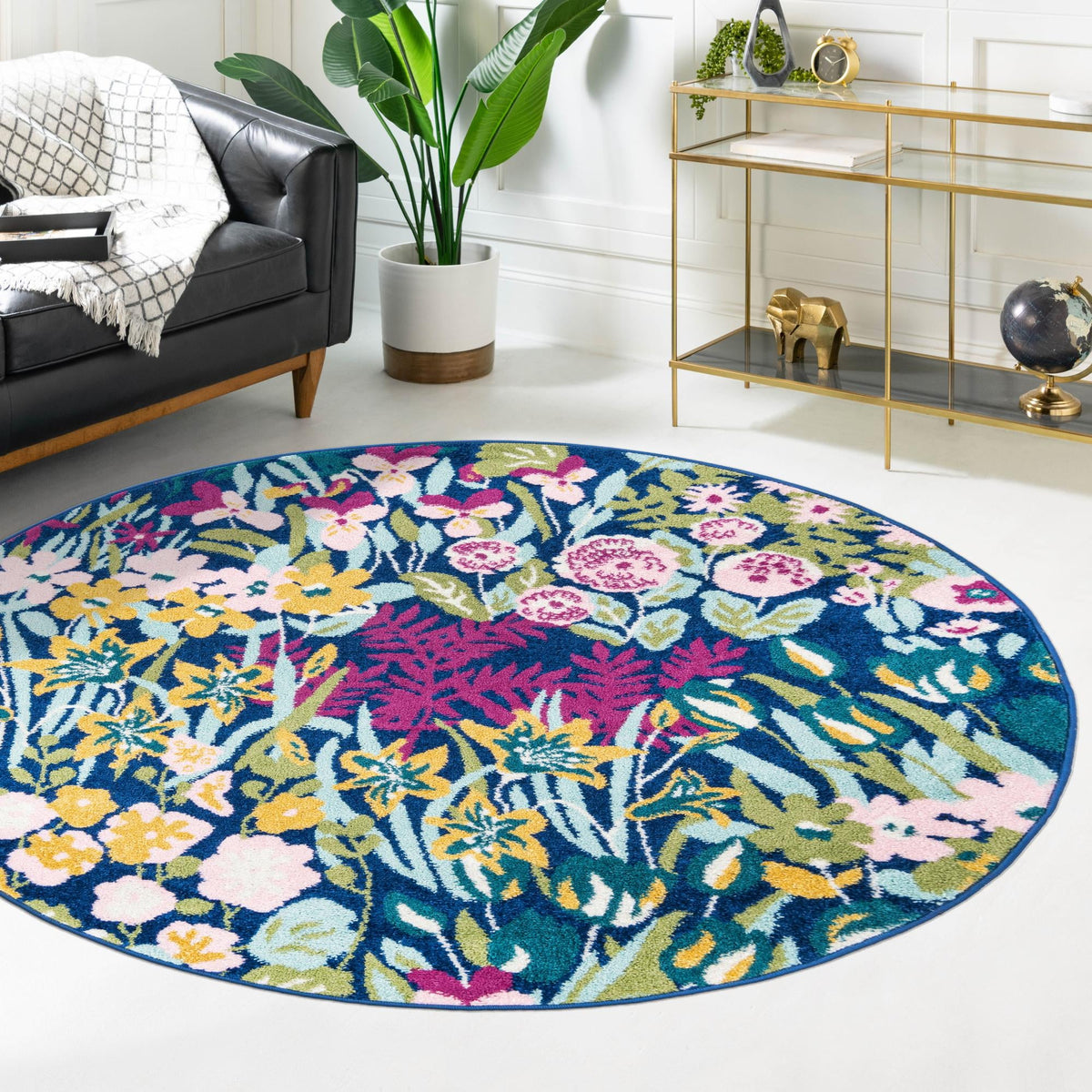 Garden Oasis Collection Area Rug -  Haven Round Multi  lifestyle 16