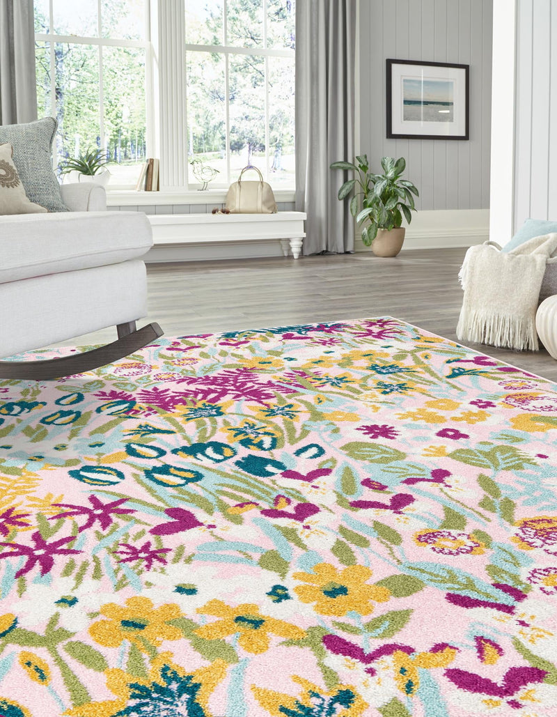 Garden Oasis Collection Area Rug -  Haven Rectangle Pink  lifestyle 2
