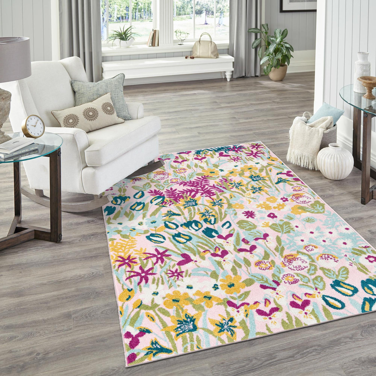 Garden Oasis Collection Area Rug -  Haven Rectangle Pink  lifestyle 13