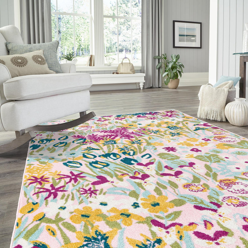 Garden Oasis Collection Area Rug -  Haven Rectangle Pink  lifestyle 14