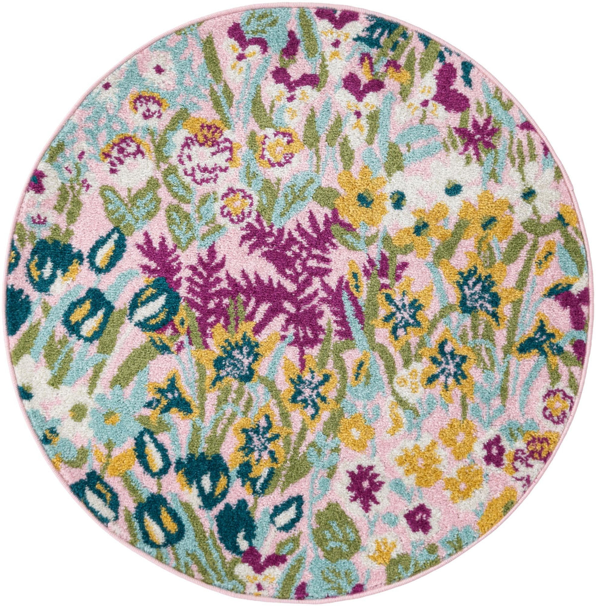 Garden Oasis Collection Area Rug -  Haven Round Pink Main
