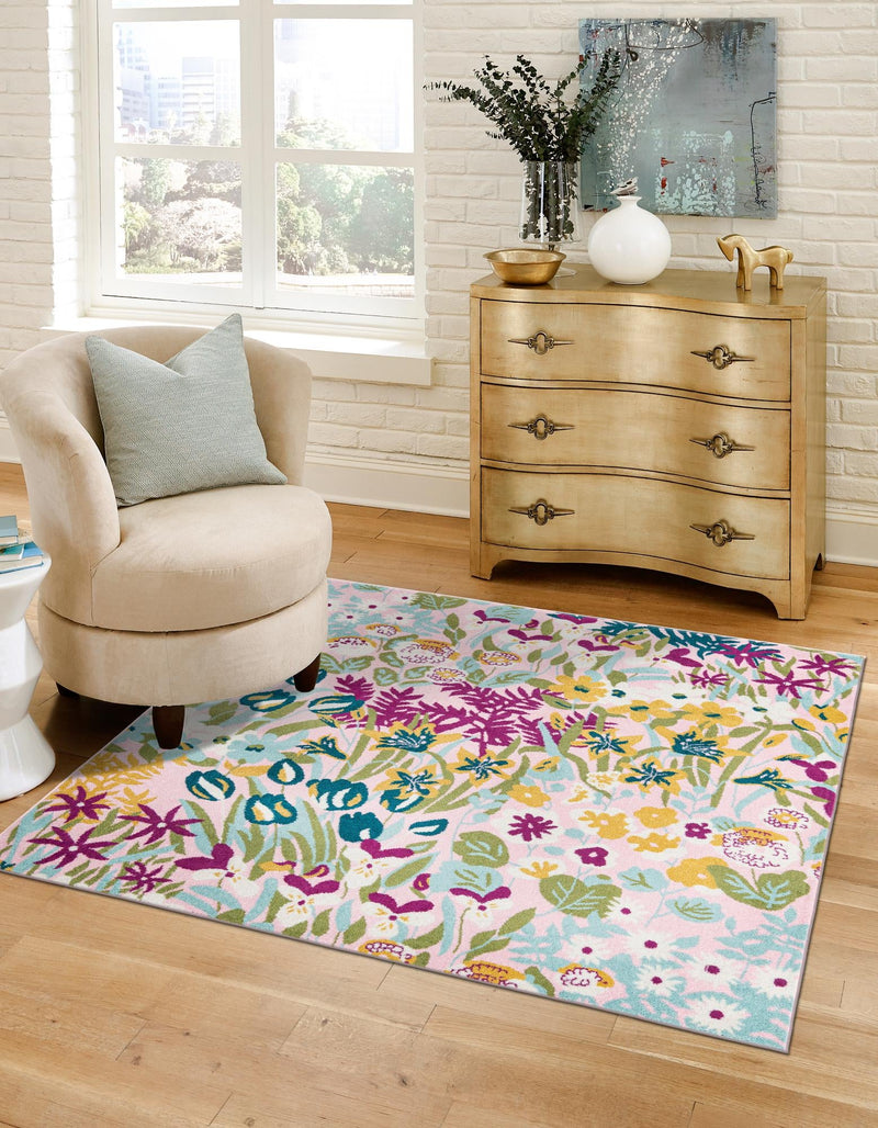 Garden Oasis Collection Area Rug -  Haven Square Pink  lifestyle 29