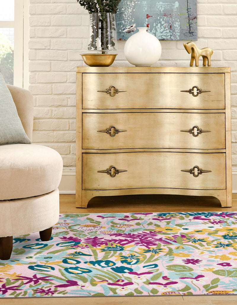 Garden Oasis Collection Area Rug -  Haven Square Pink  lifestyle 39