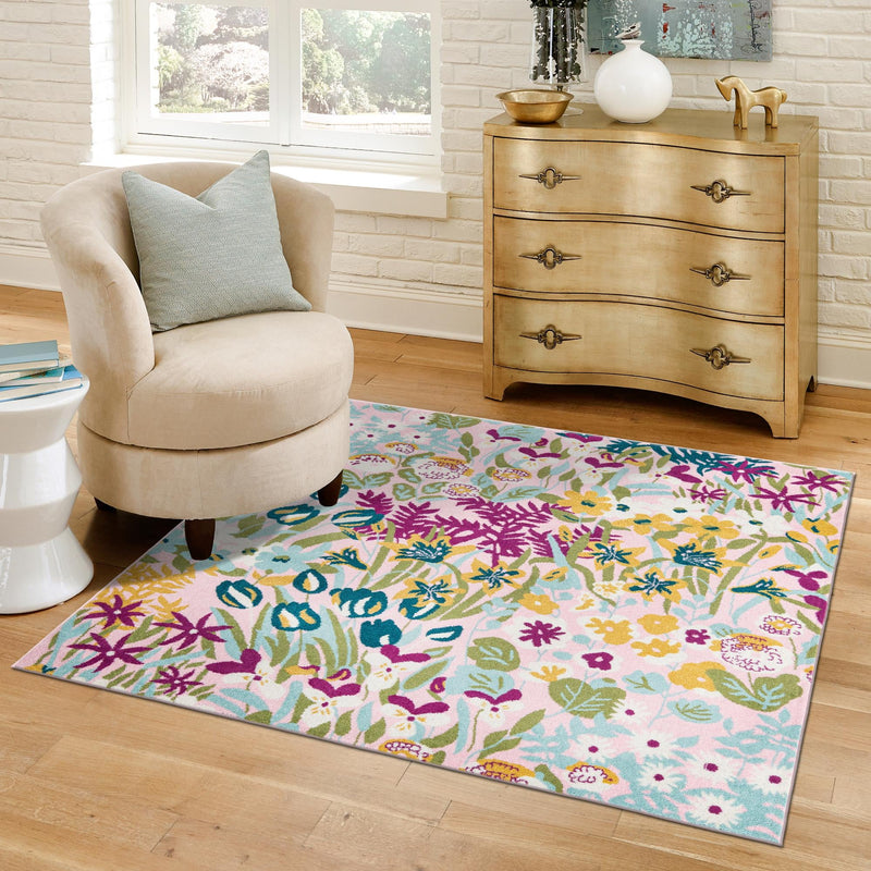 Garden Oasis Collection Area Rug -  Haven Square Pink  lifestyle 77