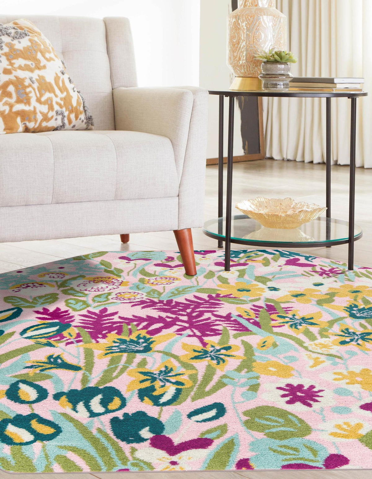 Garden Oasis Collection Area Rug -  Haven Octagon Pink  lifestyle 3