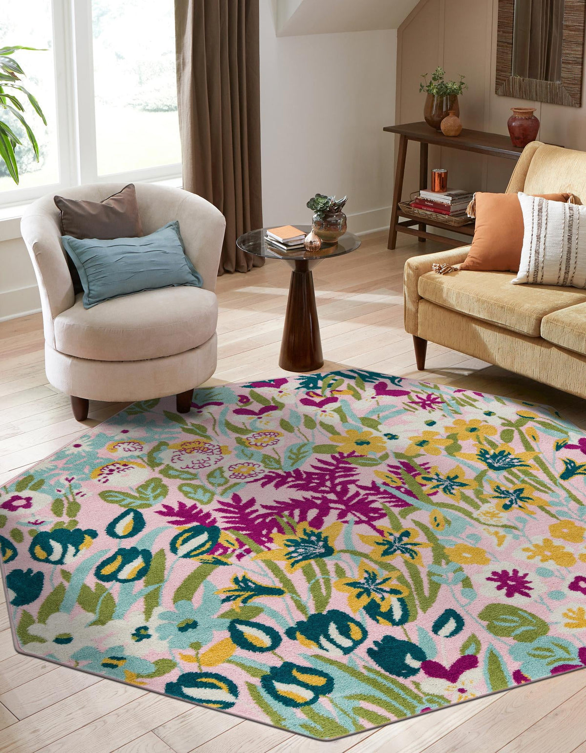 Garden Oasis Collection Area Rug -  Haven Octagon Pink  lifestyle 5