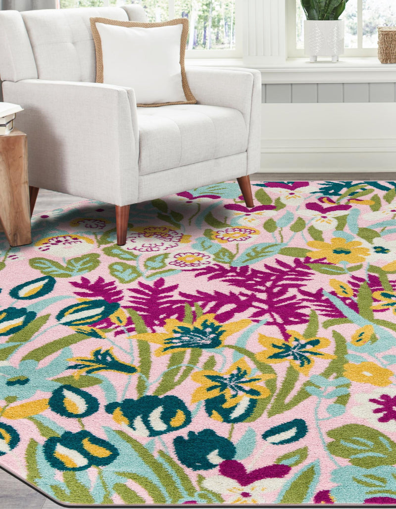 Garden Oasis Collection Area Rug -  Haven Octagon Pink  lifestyle 6