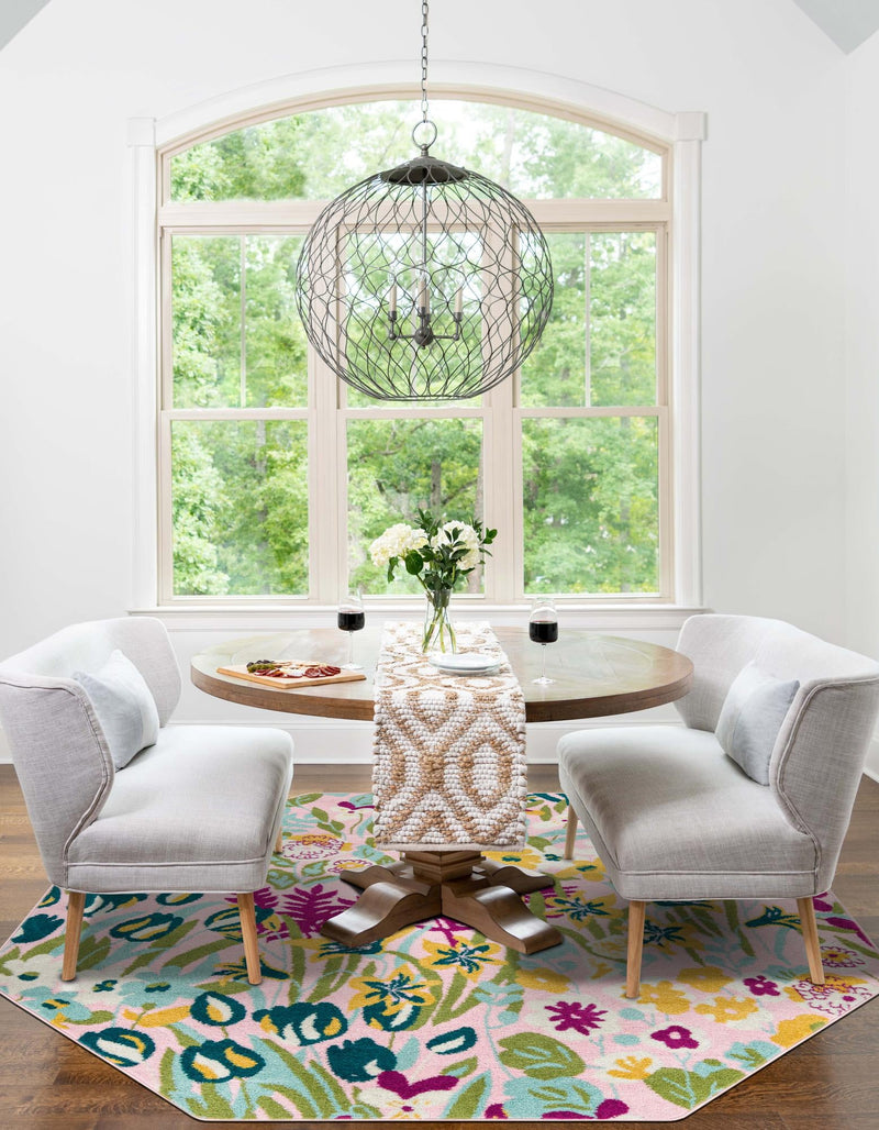 Garden Oasis Collection Area Rug -  Haven Octagon Pink  lifestyle 8