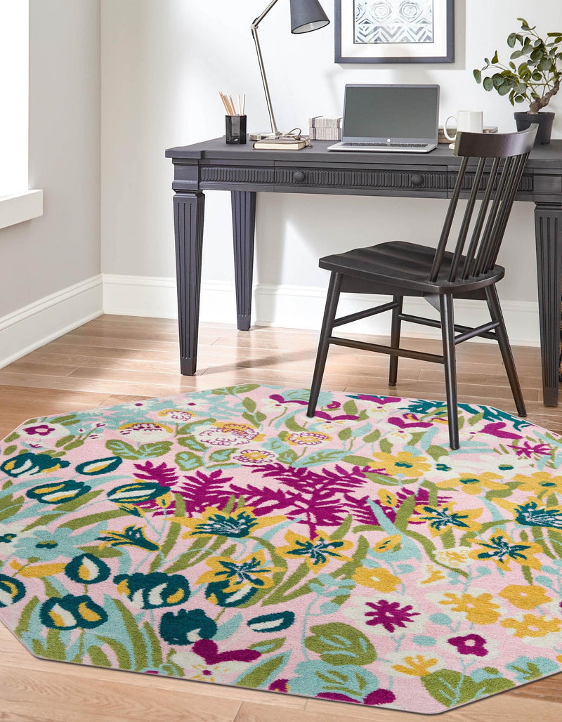 Garden Oasis Collection Area Rug -  Haven Octagon Pink  lifestyle 9