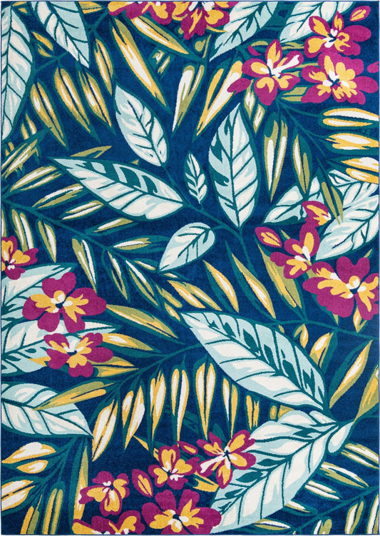 Garden Oasis Collection Area Rug -  Grove Rectangle Navy Blue Main