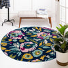 Garden Oasis Collection Area Rug -  Dell Round Navy Blue  lifestyle 111