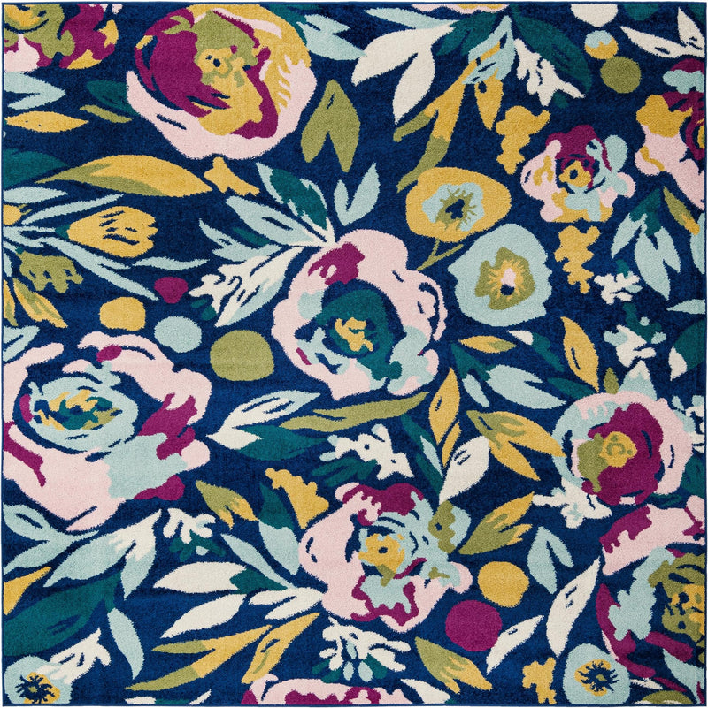 Garden Oasis Collection Area Rug -  Dell Square Navy Blue  lifestyle 40