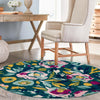 Garden Oasis Collection Area Rug -  Dell Round Teal  lifestyle 14