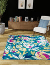 Garden Oasis Collection Area Rug -  Dell Square Teal  lifestyle 76