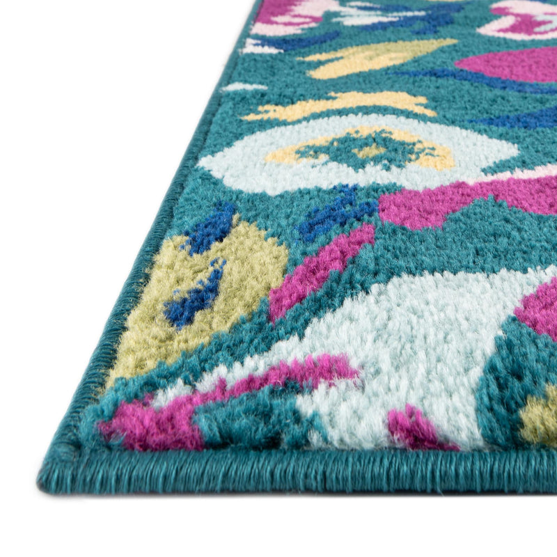 Garden Oasis Collection Area Rug -  Dell Octagon Teal  lifestyle 85