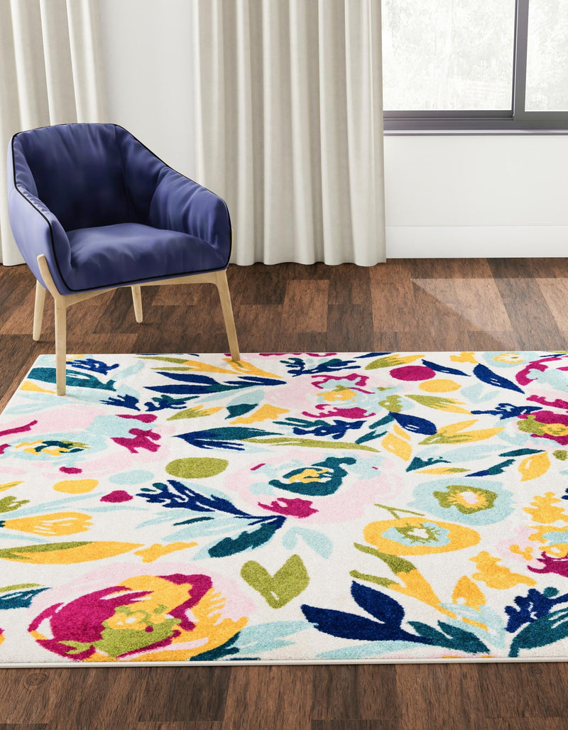 Garden Oasis Collection Area Rug -  Dell Square White  lifestyle 3