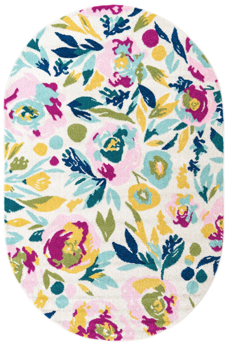 Garden Oasis Collection Area Rug -  Dell Oval White  lifestyle 43