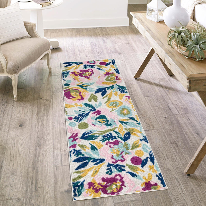 Garden Oasis Collection Area Rug -  Dell Runner White  lifestyle 116