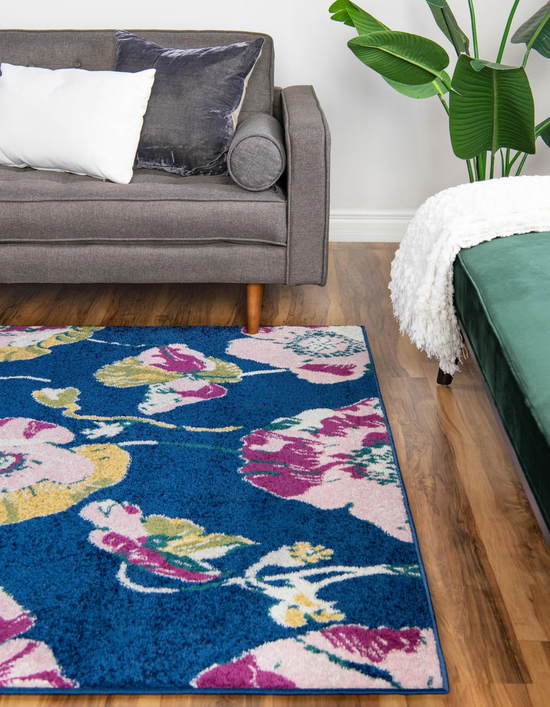 Garden Oasis Collection Area Rug -  Orchard Rectangle Navy Blue  lifestyle 0