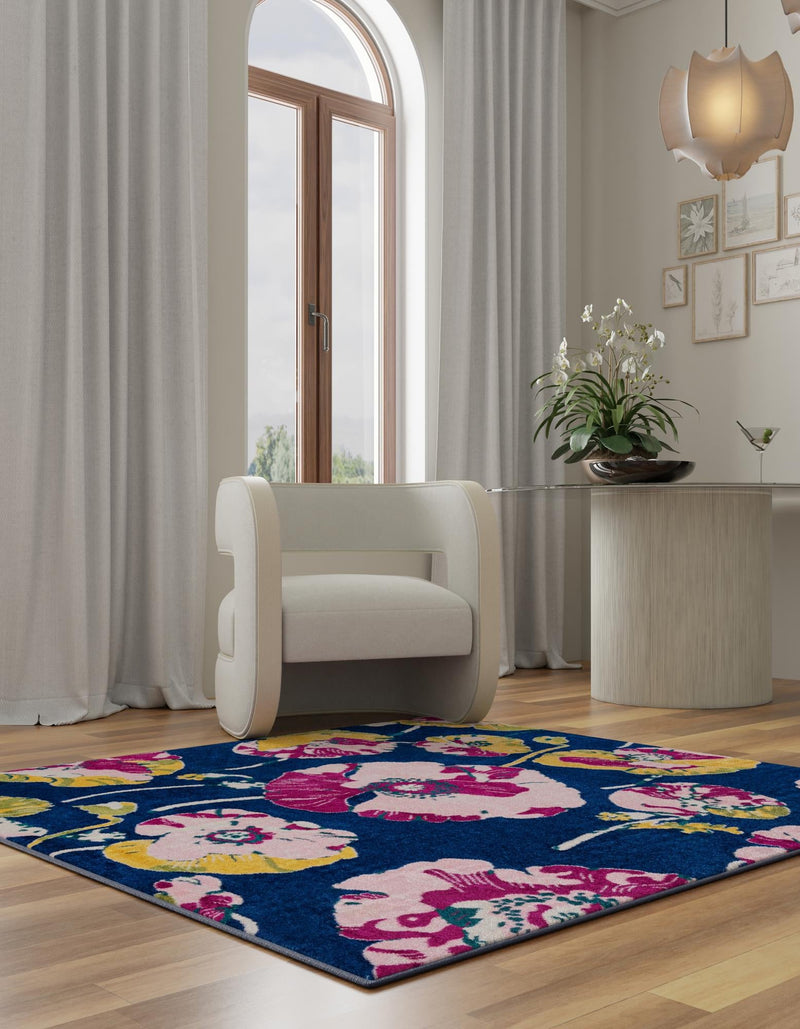 Garden Oasis Collection Area Rug -  Orchard Square Navy Blue  lifestyle 2