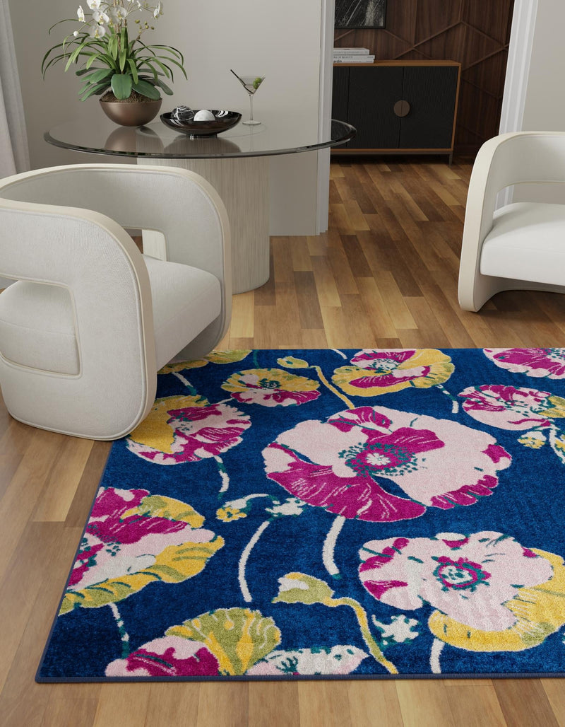Garden Oasis Collection Area Rug -  Orchard Square Navy Blue  lifestyle 3