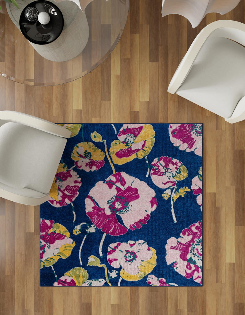 Garden Oasis Collection Area Rug -  Orchard Square Navy Blue  lifestyle 14