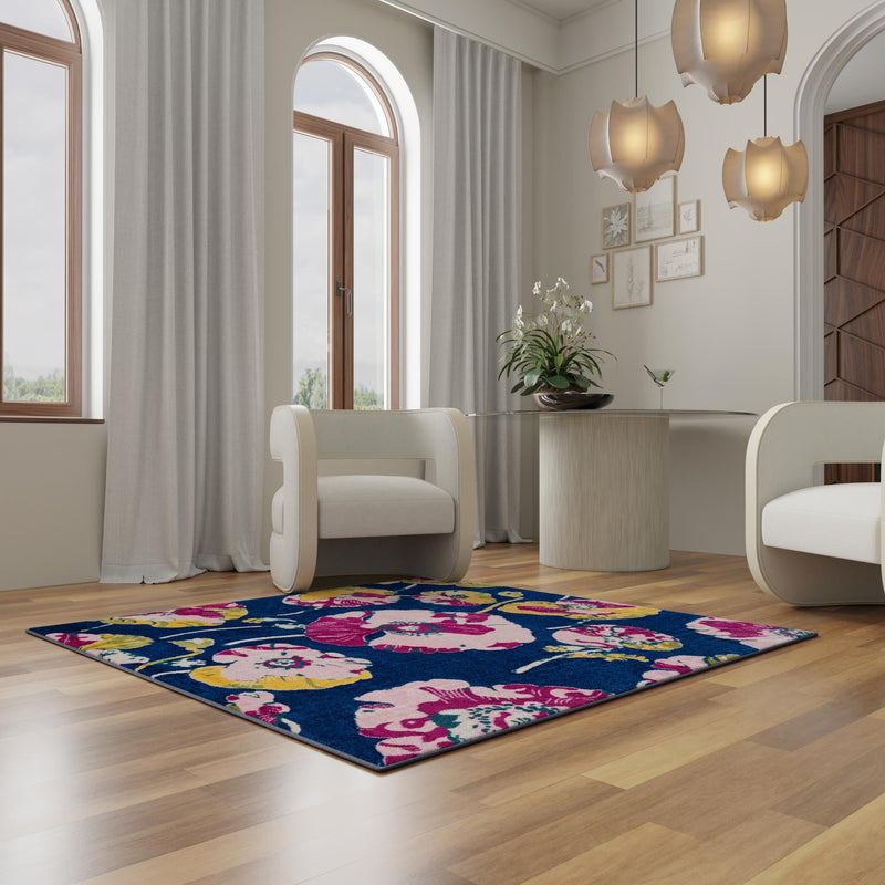 Garden Oasis Collection Area Rug -  Orchard Square Navy Blue  lifestyle 16