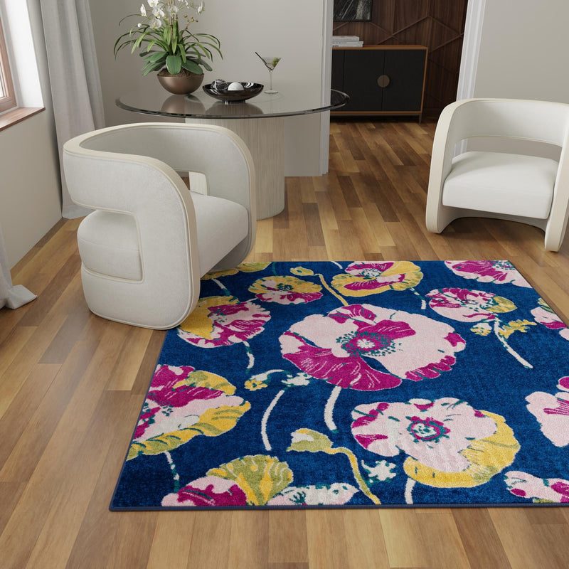 Garden Oasis Collection Area Rug -  Orchard Square Navy Blue  lifestyle 17