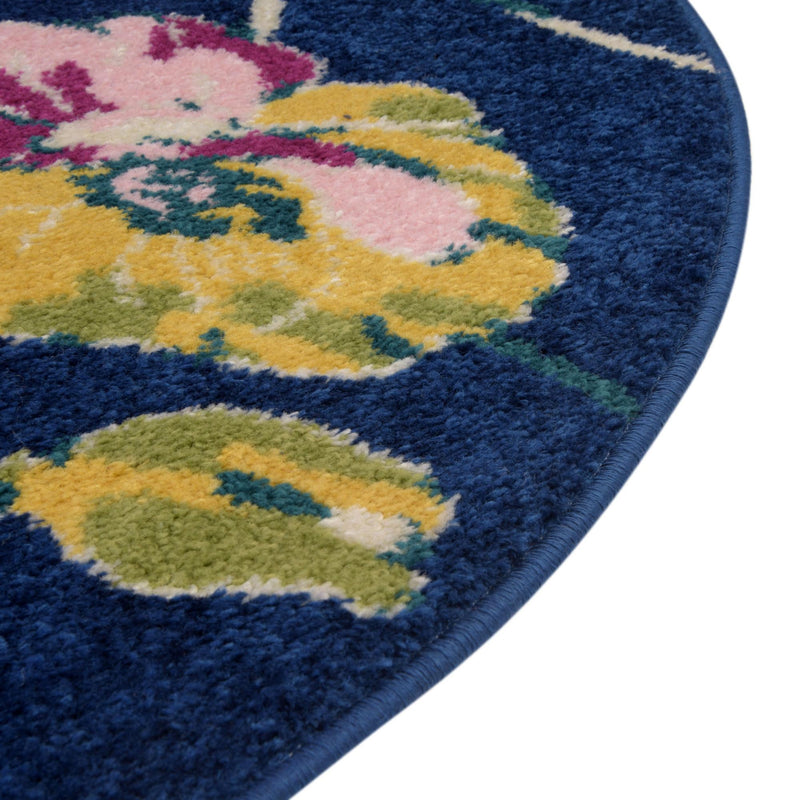 Garden Oasis Collection Area Rug -  Orchard Oval Navy Blue  lifestyle 5