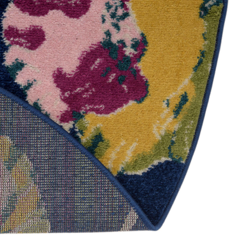 Garden Oasis Collection Area Rug -  Orchard Oval Navy Blue  lifestyle 7