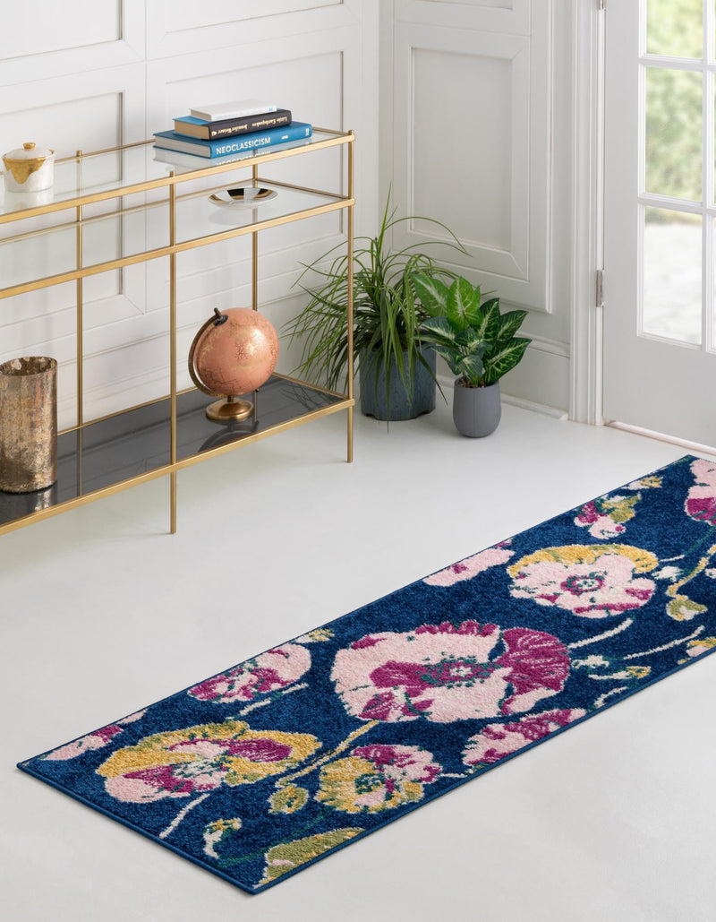 Garden Oasis Collection Area Rug -  Orchard Runner Navy Blue  lifestyle 4