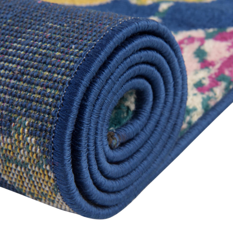 Garden Oasis Collection Area Rug -  Orchard Runner Navy Blue  lifestyle 12