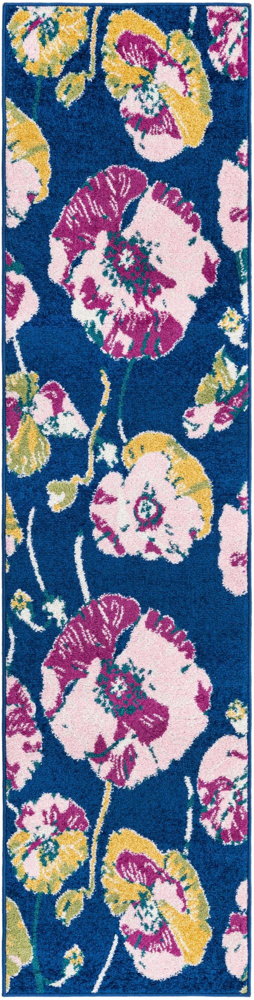 Garden Oasis Collection Area Rug -  Orchard Runner Navy Blue Main