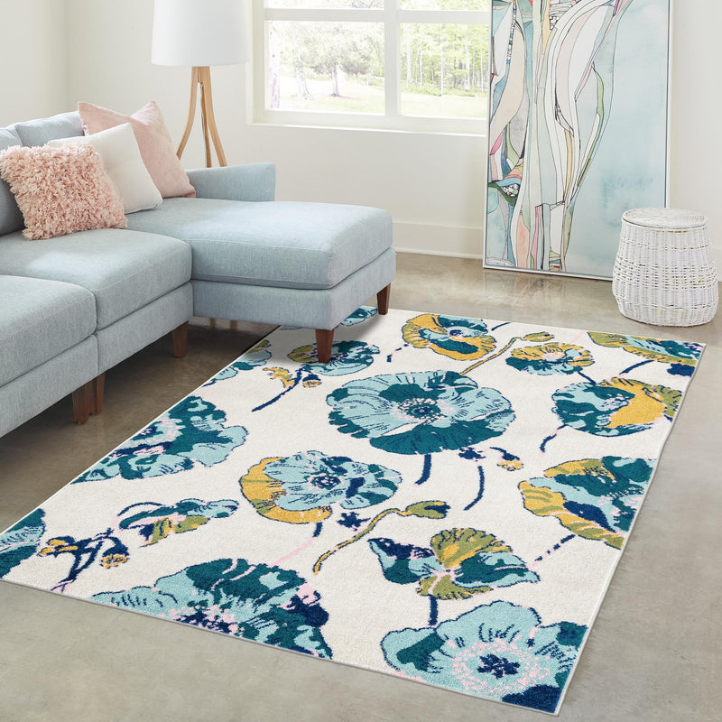 Garden Oasis Collection Area Rug -  Orchard Rectangle White  lifestyle 13