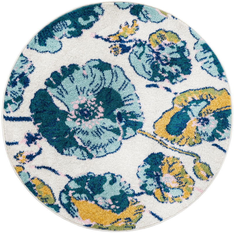 Garden Oasis Collection Area Rug -  Orchard Round White Main