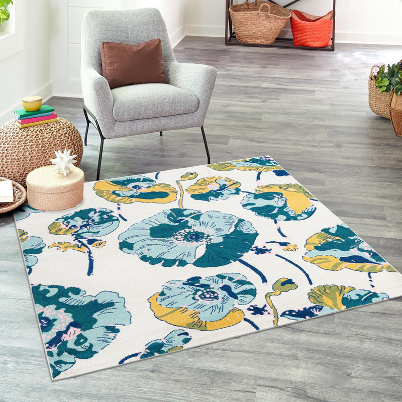 Garden Oasis Collection Area Rug -  Orchard Square White  lifestyle 75