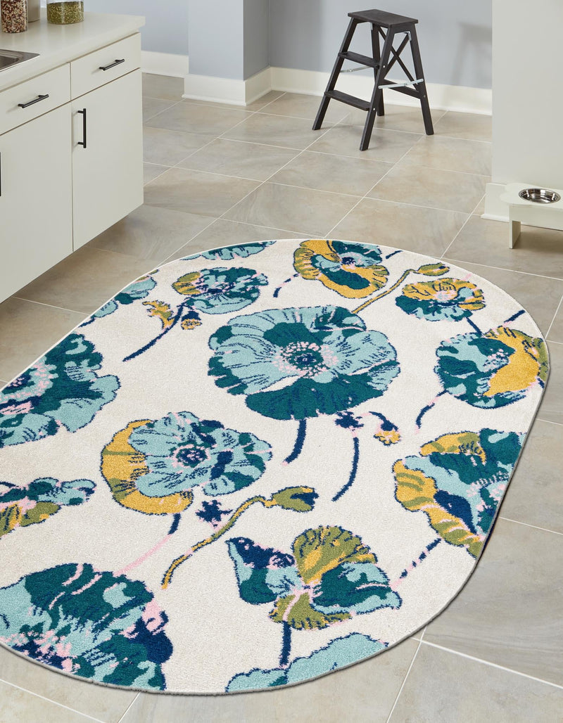 Garden Oasis Collection Area Rug -  Orchard Oval White  lifestyle 28