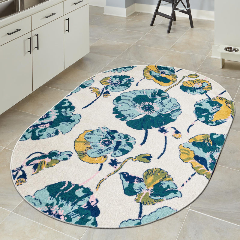 Garden Oasis Collection Area Rug -  Orchard Oval White  lifestyle 76