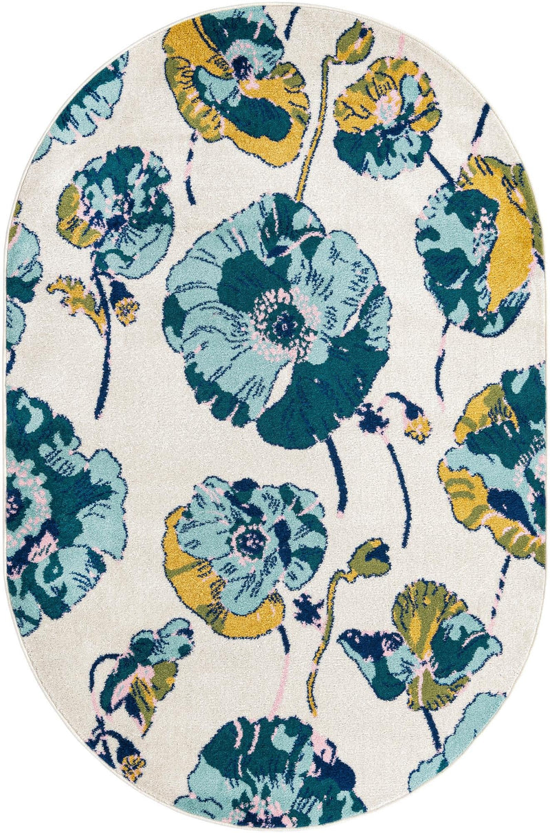 Garden Oasis Collection Area Rug -  Orchard Oval White  lifestyle 17