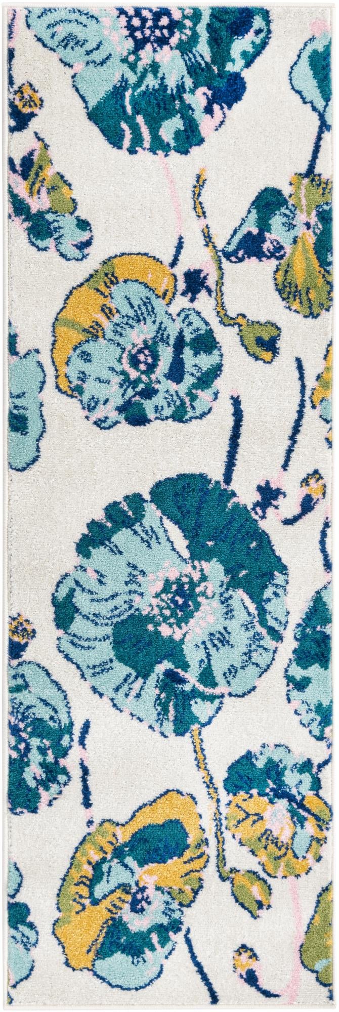 Garden Oasis Collection Area Rug -  Orchard Runner White Main