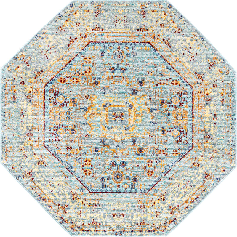 Lagoon Luxe Collection Area Rug -  Seahorse Octagon Light Blue  lifestyle 3
