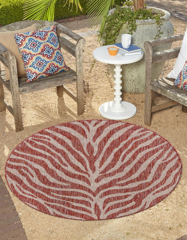 Jungle Expedition Collection Area Rug -  Savannah Round Rust Red  lifestyle 0
