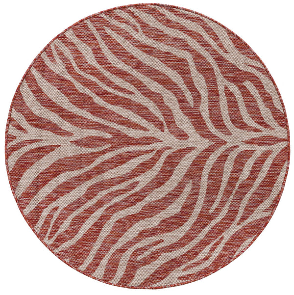 Jungle Expedition Collection Area Rug -  Savannah Round Rust Red Main