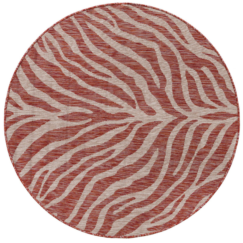 Jungle Expedition Collection Area Rug -  Savannah Round Rust Red Main