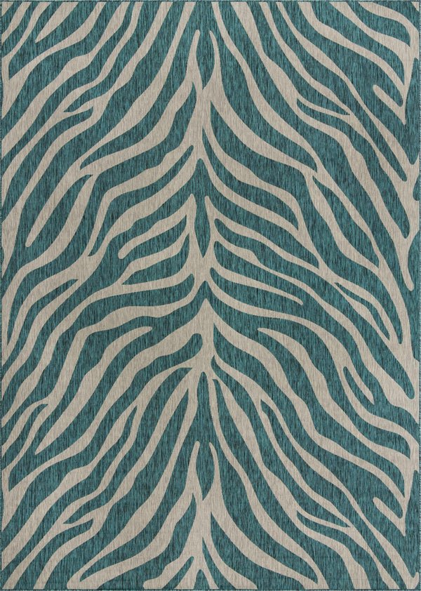 Jungle Expedition Collection Area Rug -  Savannah Rectangle Teal Main